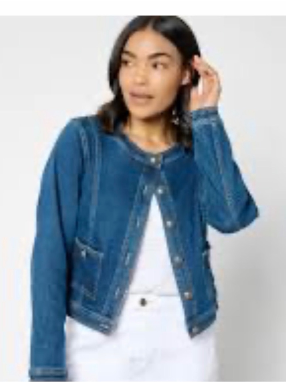 Susan Graver Dark Blue Denim Button-Front Jacket size 3X nwt